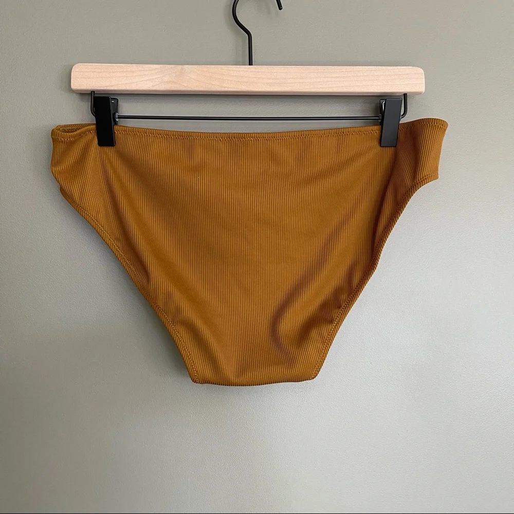 Madewell Second Wave‎ Ribbed Hipster Bikini Bottom Women XL Burnished Amber NWT